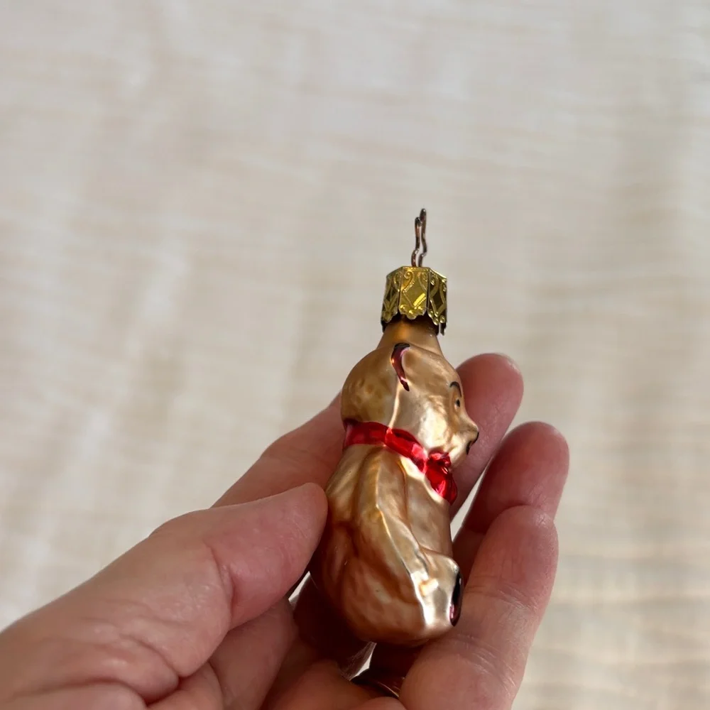Vintage Gold Tone Bear Ornament Mercury Glass Radko?? Handpainted